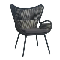 Black rat chair with dark grey cushion in cairns 4pc outdoor sofa set