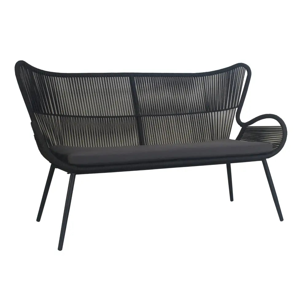 Cairns 4pc outdoor sofa set with steel ed coating, featuring black outdoor sofa with cushion