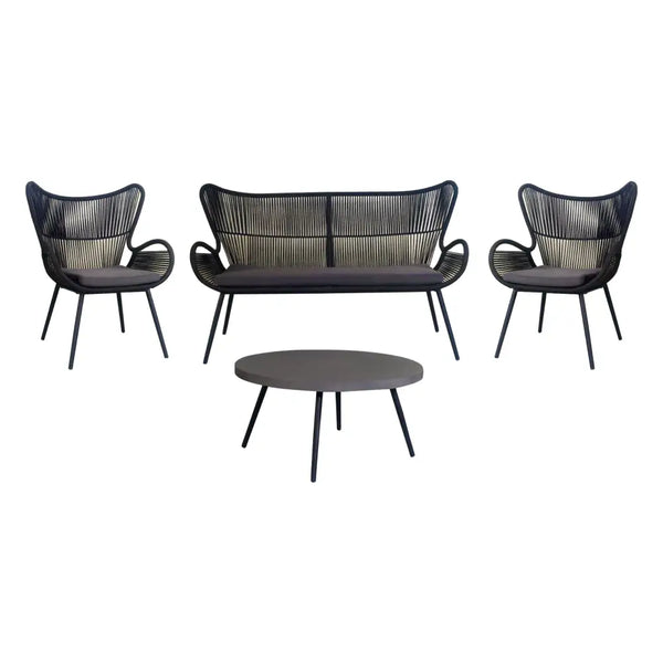 Cairns outdoor sofa set with dark grey steel coating and coffee table