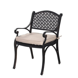 Cherise cast aluminium patio chair with beige cushion