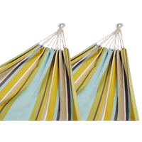 Corban aqua hammock multicoloured stripes - two yellow and blue striped bags hanging from a string