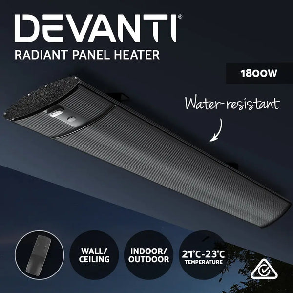 Devanti electric radiant strip heater outdoor 1800w 2400w or 3200w 2