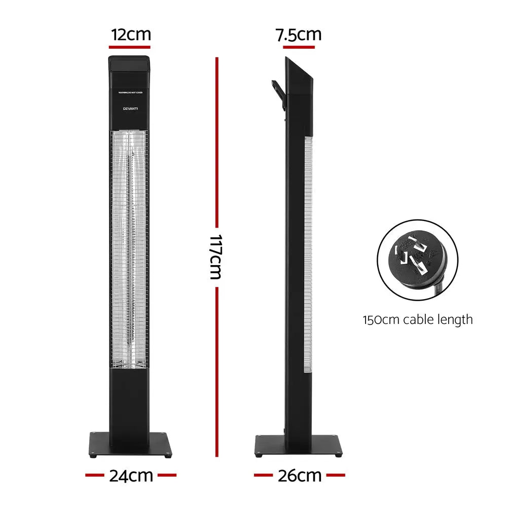 Devanti radiant tower heater electric portable remote control 2000w heating 6