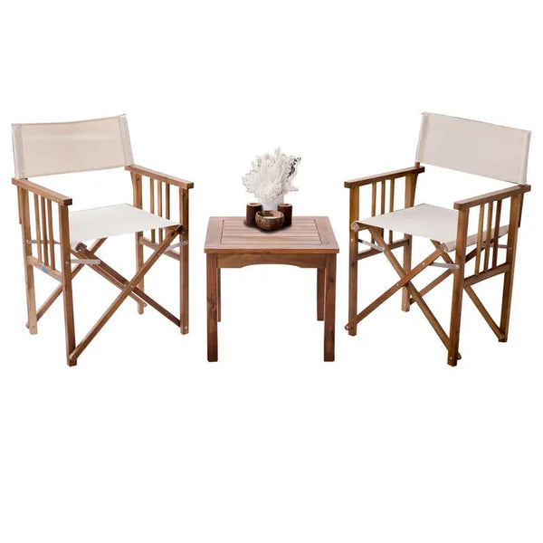 Directors chairs and table patio set - timber for enjoying dining outdoors