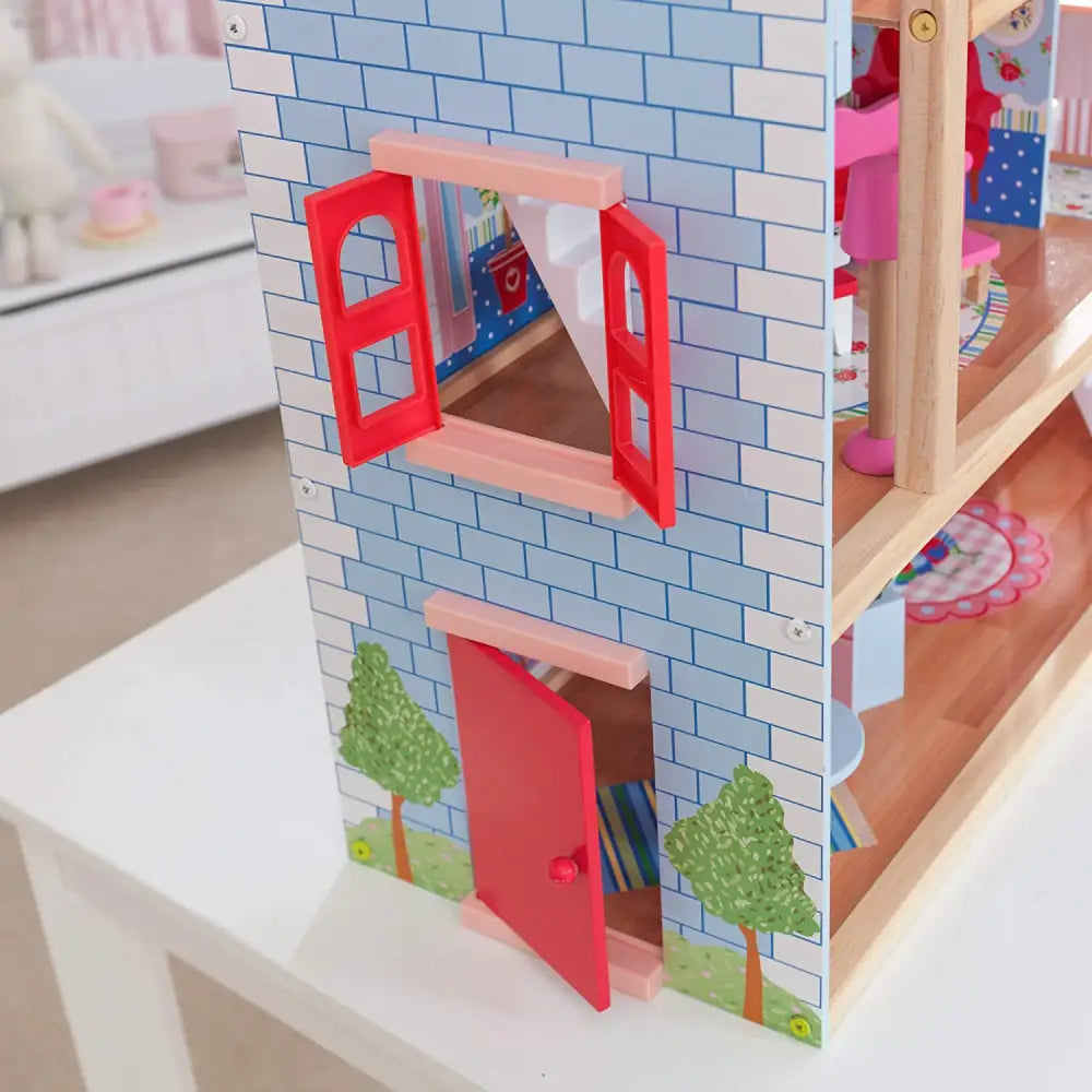 Interactive doll cottage made of cardboard paper - doll cottage with furniture for kids (model 1)