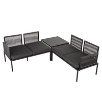 Eden 4-seater outdoor lounge set in black with modern rope design