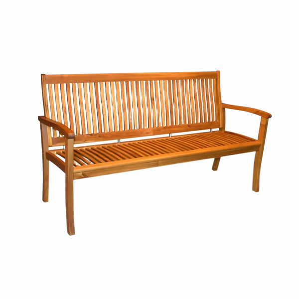 Espanyol 3 seater bench made of acacia timber on white background