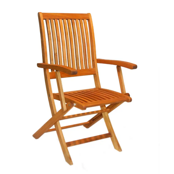 Espanyol folding wooden armchair with wooden seat for outdoor use