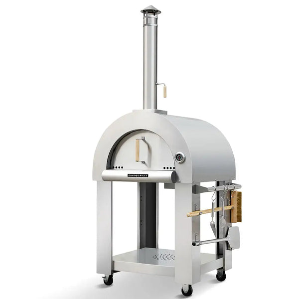 Euro grille outdoor pizza oven: stainless steel portable wood fired