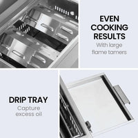 Close-up of a high-quality stainless steel sink with words ’dry’ displayed - eurogrille 2-burner stainless steel portable gas bbq grill