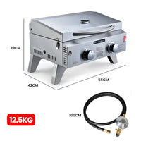 Eurogrille 2-burner stainless steel portable gas bbq grill - high-quality stainless steel electric grill