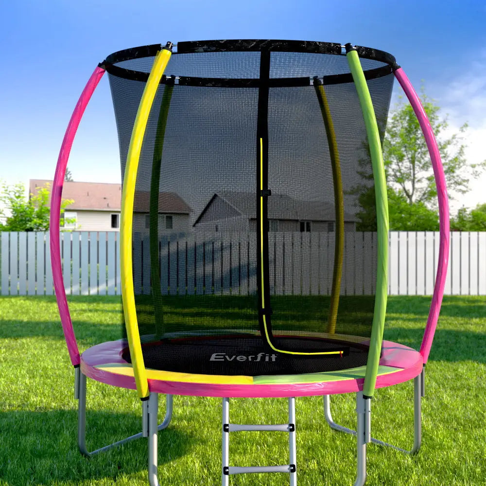 Everfit 6ft Kids Round Trampoline Rebounder - Multicolour
