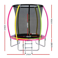 Everfit 6ft Kids Round Trampoline Rebounder - Multicolour