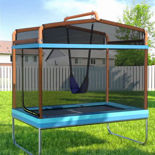 Everfit 6ft Trampoline for Kids w/ Enclosure And Swing Rectangle - 2 Colours