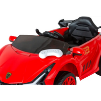 Ferrari inspired 12v ride-on electric car with remote control - red, featuring a red toy car with a black seat