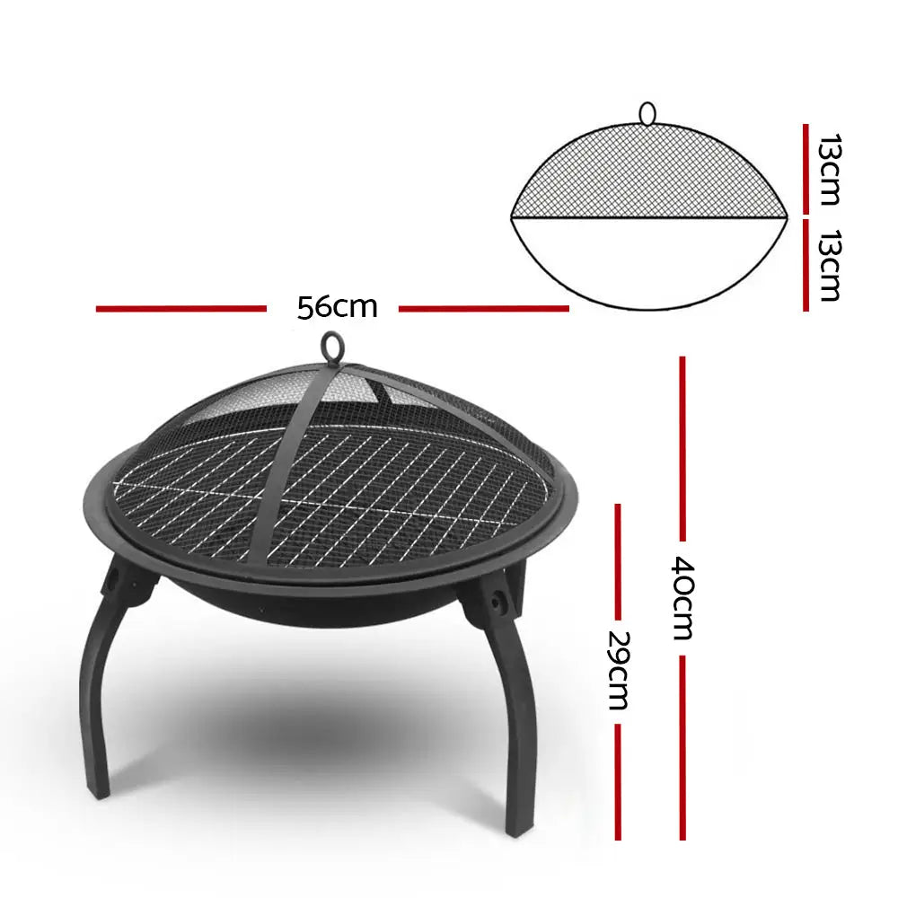 Fire pit bbq charcoal smoker portable outdoor with steel frame and robust legs