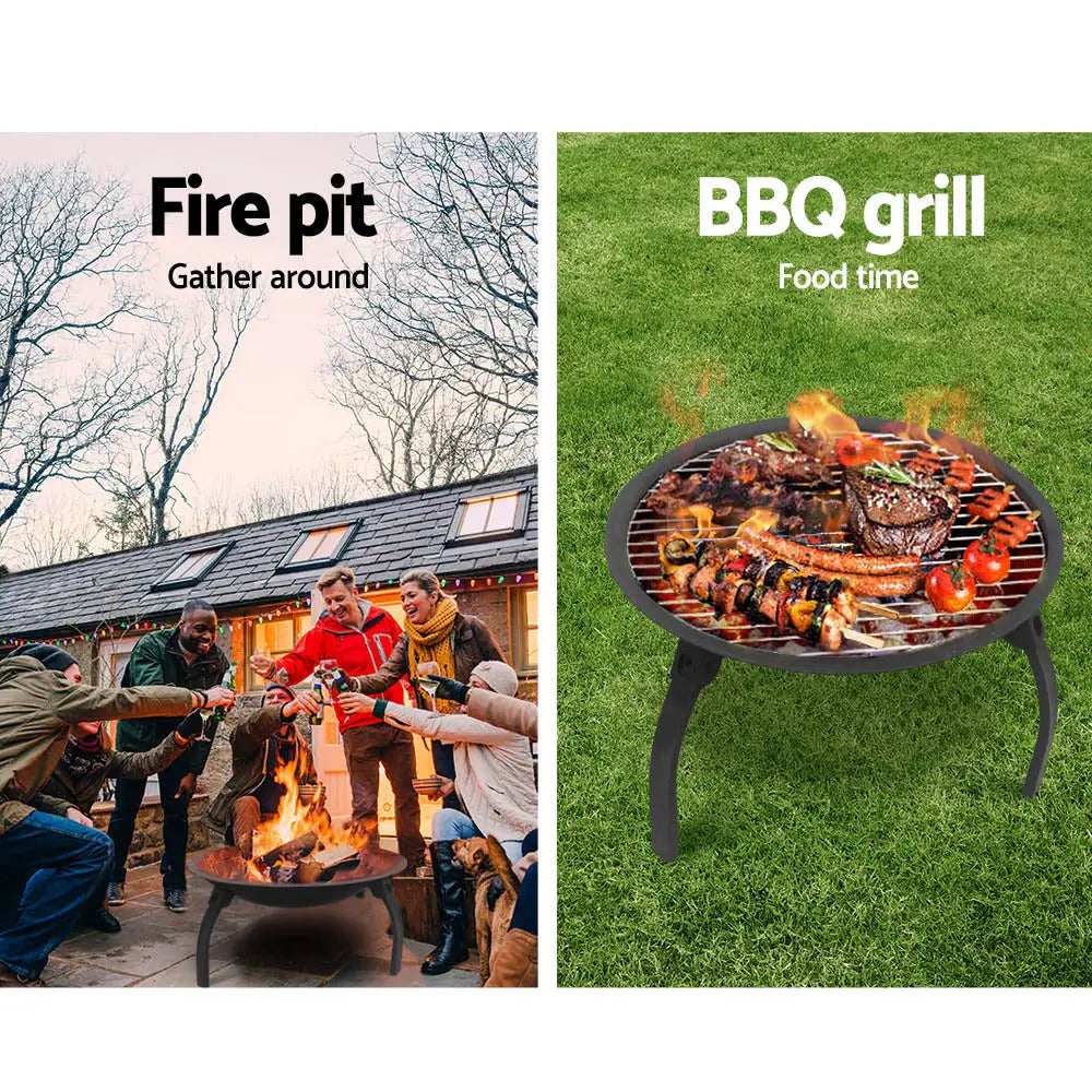 Portable outdoor fire pit bbq charcoal smoker with sturdy steel frame and robust legs