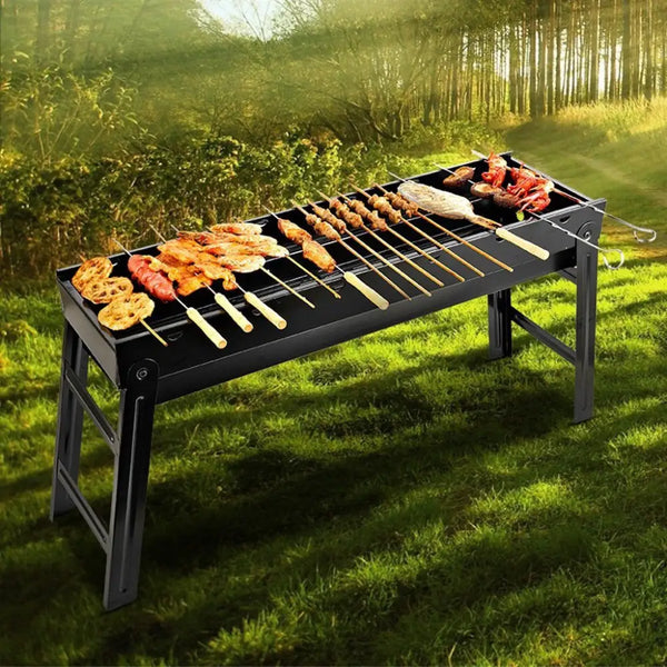 Foldable portable bbq charcoal grill with grilling rack for your favorite barbecued foods