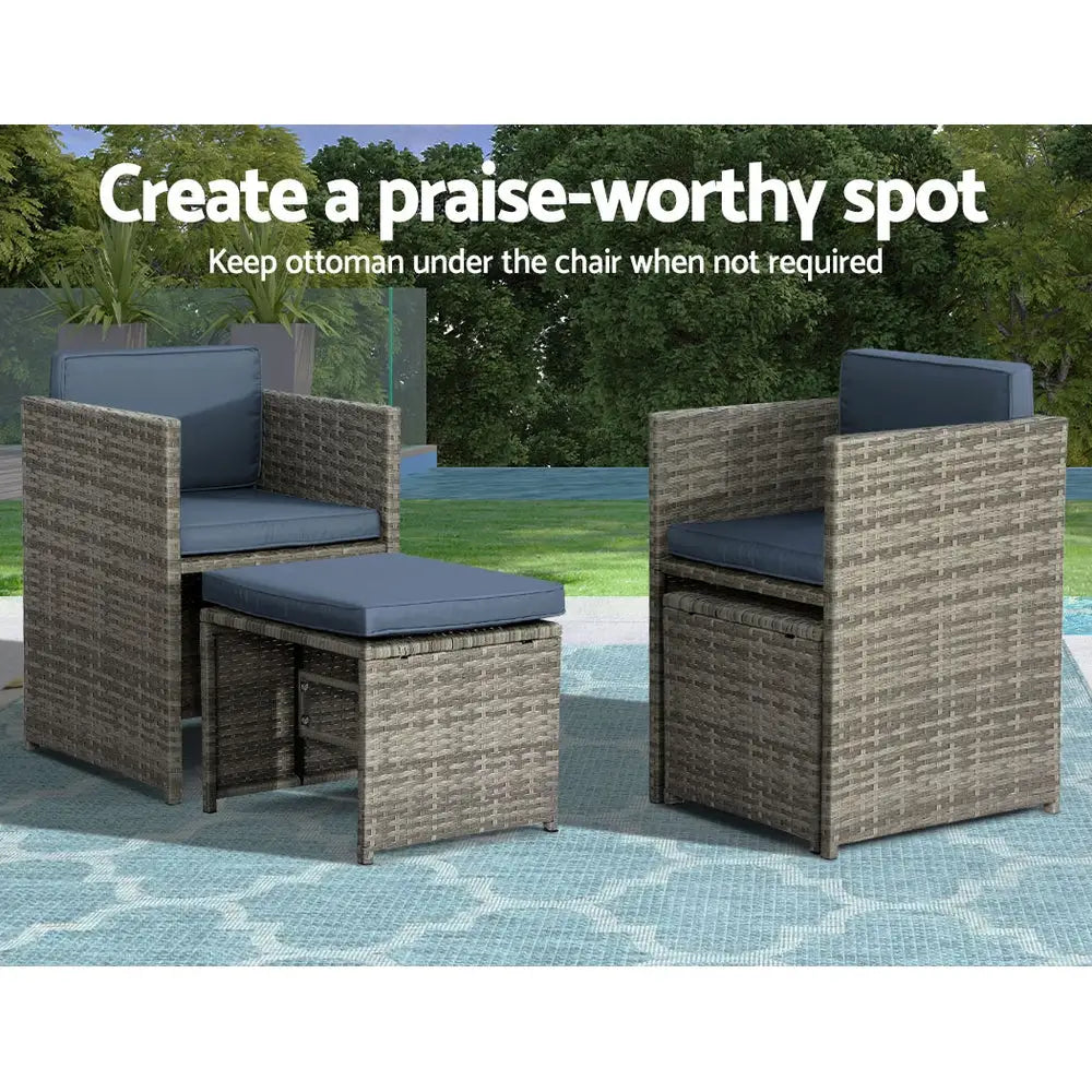 Outdoor dining set displayed in gardeon 11pc wicker set at the patio furniture store