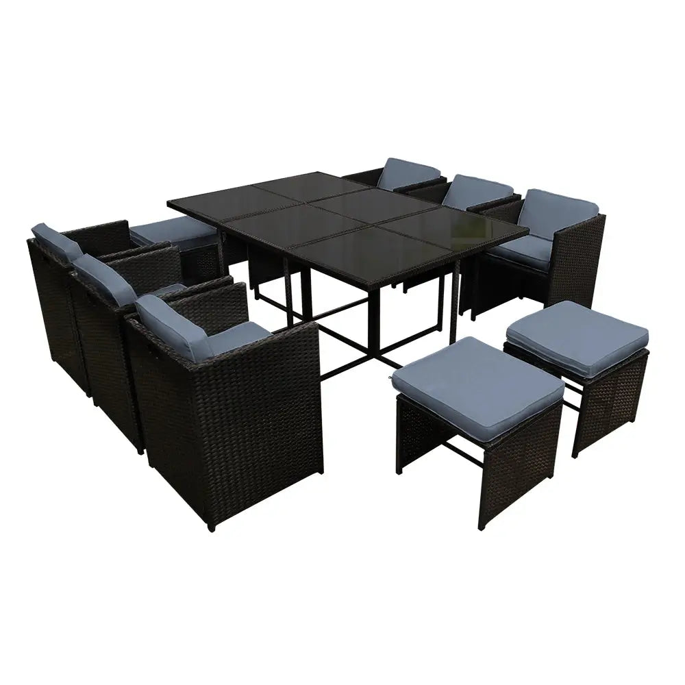 Outdoor dining set with table, chairs, and bench - gardeon 11pc outdoor dining set wicker