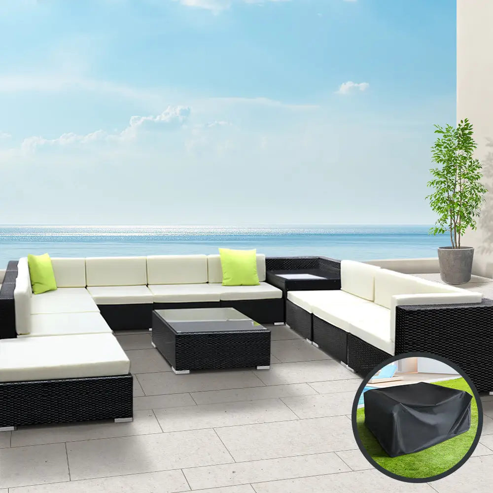 Gardeon 12pc sofa set outdoor furniture with tempered glass tabletop