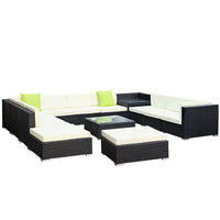 Gardeon 13-piece outdoor sofa set with tempered glass coffee table