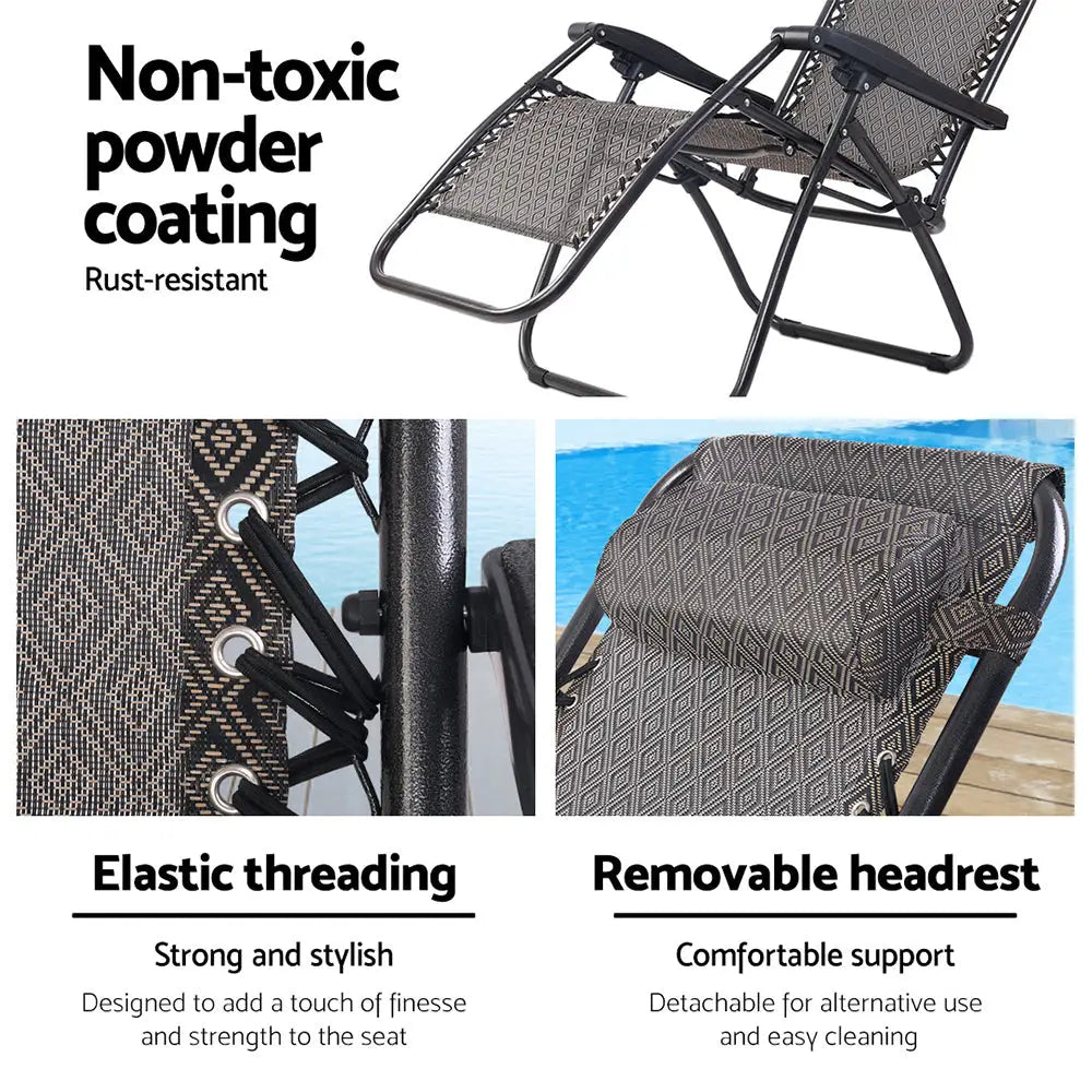 Gardeon zero gravity chair folding recliner with footrest - beige