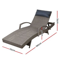 Gardeon bedarra lounge reversible armrests outdoor sun lounger diagram