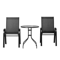 Gardeon 3pc bistro patio set outdoor table and chairs - black 3