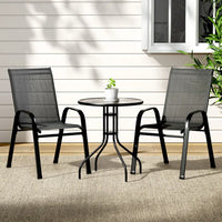 Gardeon 3pc bistro patio set outdoor table and chairs - black 7