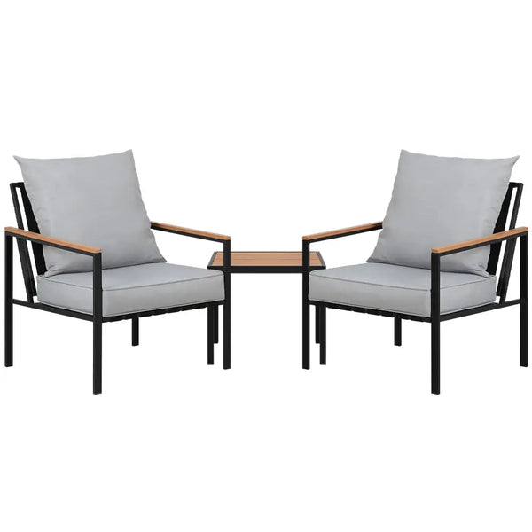 Gardeon 3pc outdoor bistro lounge setting x2 chairs with table - black 1