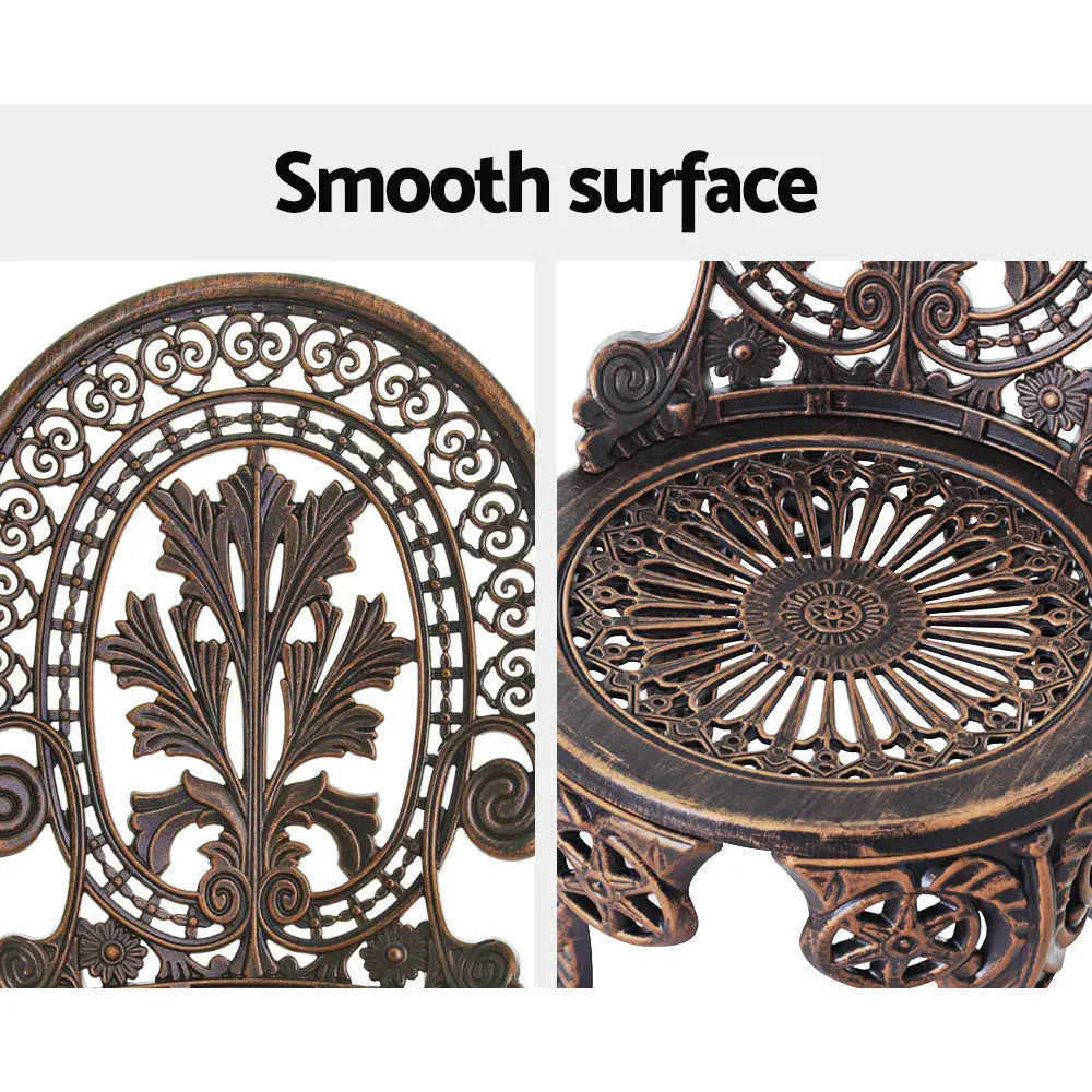 Antique cast iron brackets enhance gardeon 3pc patio outdoor bistro set aluminium