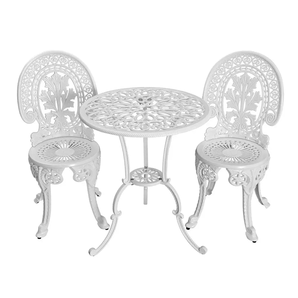 White cast aluminum outdoor bistro set - gardeon 3pc patio outdoor bistro set aluminium