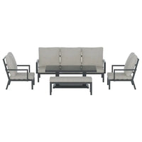 Gardeon 5-piece outdoor setting table chair set aluminium sofa 7-seater and coffee table outdoor furniture set with single sofa