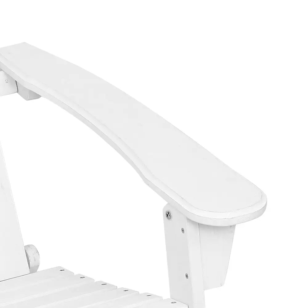 White adirondack chair made of fir wood with extra wide armrests