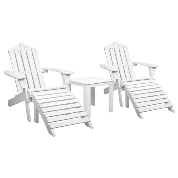 Gardeon 5pc adirondack outdoor wooden sun lounges - set of 2 polywood adirondack chairs