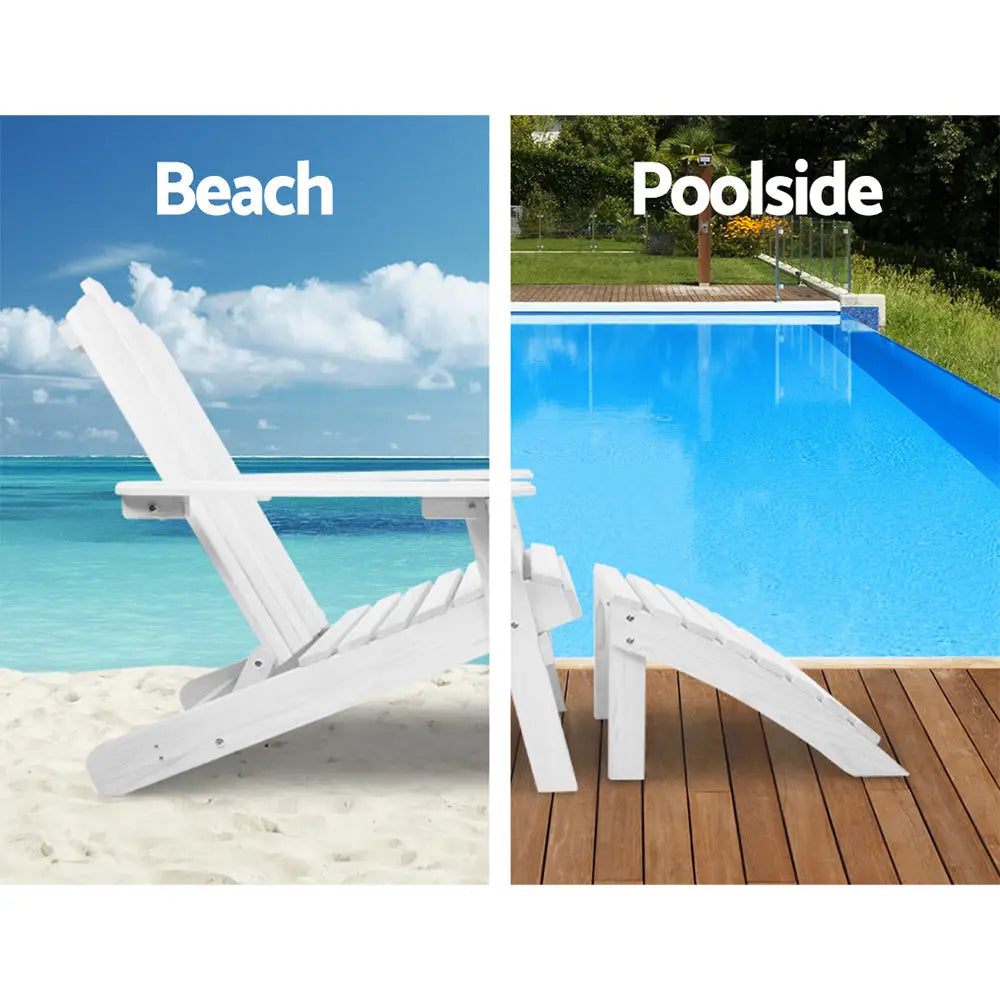 Adirondack outdoor white beach chair by pool - gardeon 5pc fir wood patio lounges