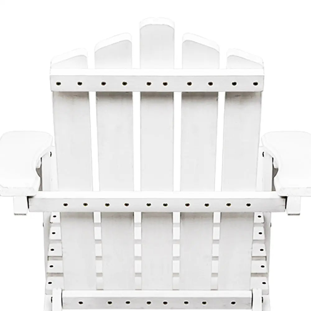 White fir wood adirondack chair set with table and footstools