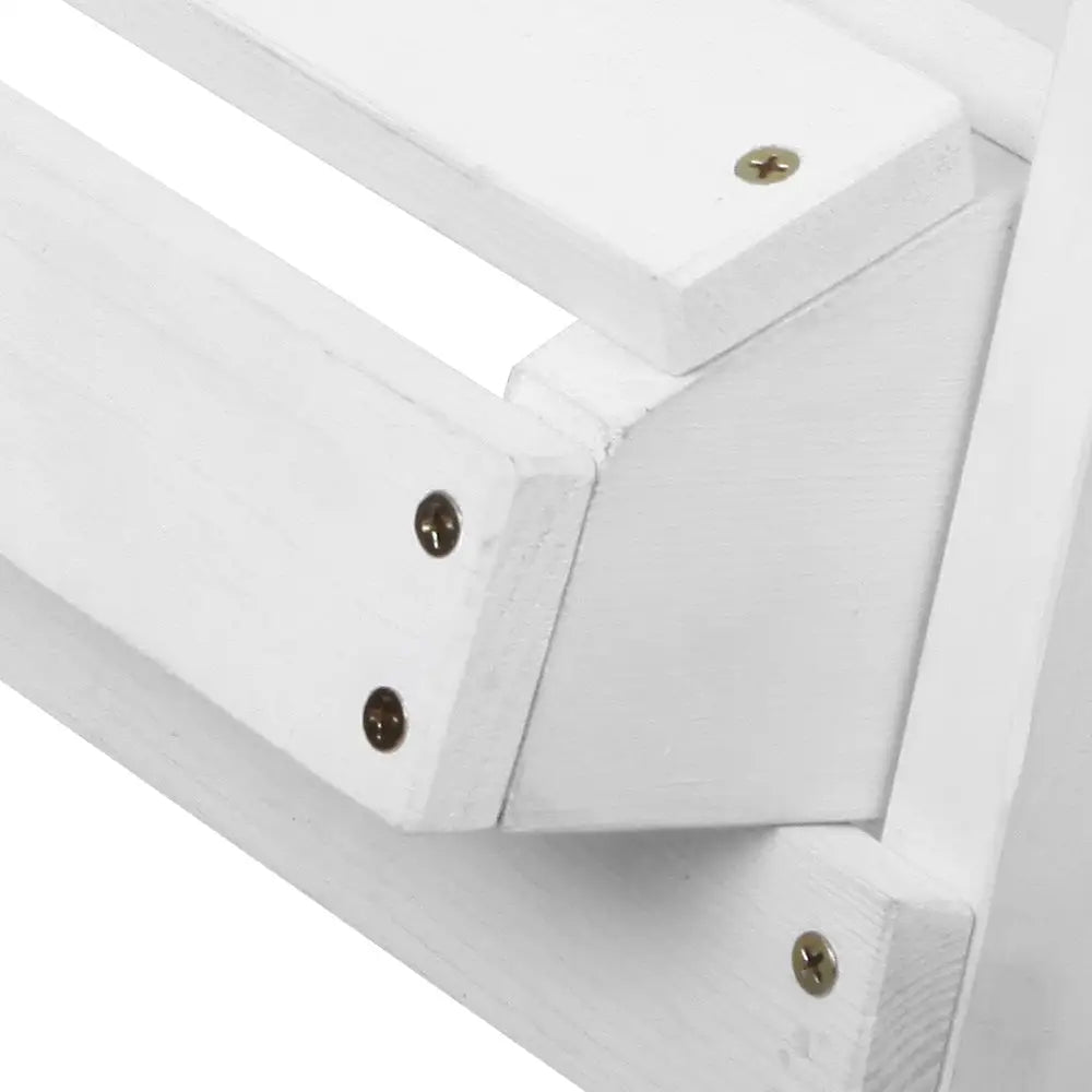 Gray barn whitewash wood wall shelf displayed with gardeon 5pc adirondack outdoor wooden sun lounges - white