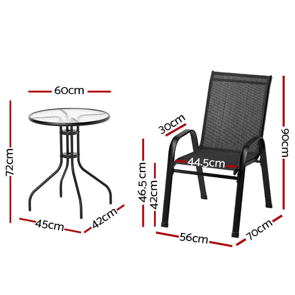 Gardeon 5pc bistro patio set outdoor table and chairs - black 2