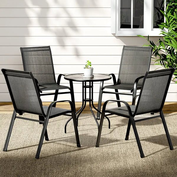Gardeon 5pc bistro patio set outdoor table and chairs - black