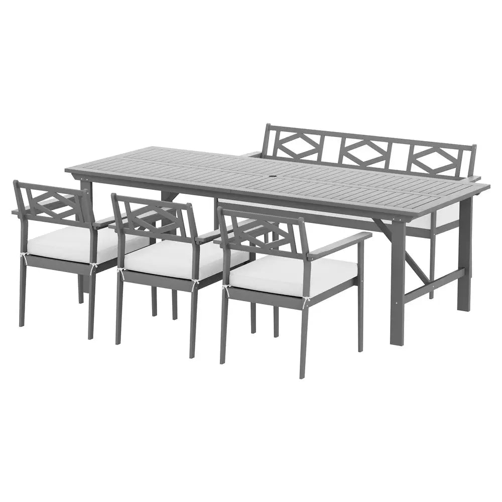 Gardeon 5pc outdoor dining set acacia wood - grey 3