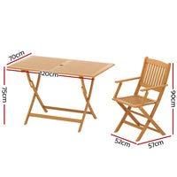 Gardeon 7pc outdoor dining set acacia wood foldable - oak with wooden folding table and chair set