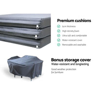 Waterproof mattress cover for gardeon 7pc outdoor dining set wicker - black