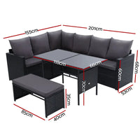 Gardeon 8 seater outdoor sofa dining set with table and chairs