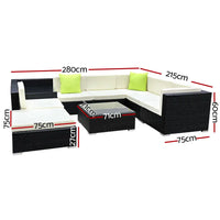 Close up of gardeon 9-piece outdoor sofa set with tempered glass corner table