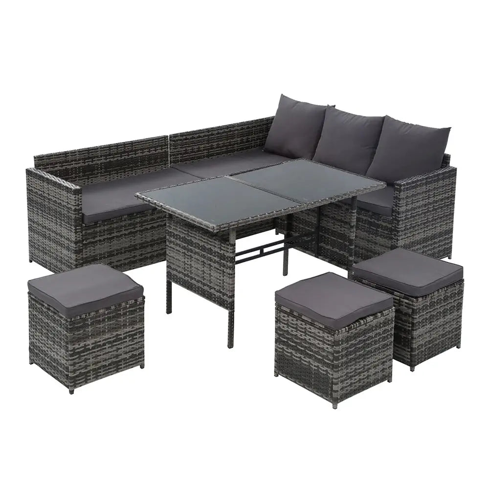 Gardeon 9 seater outdoor dining sofa set lounge wicker - great outdoor furniture piece