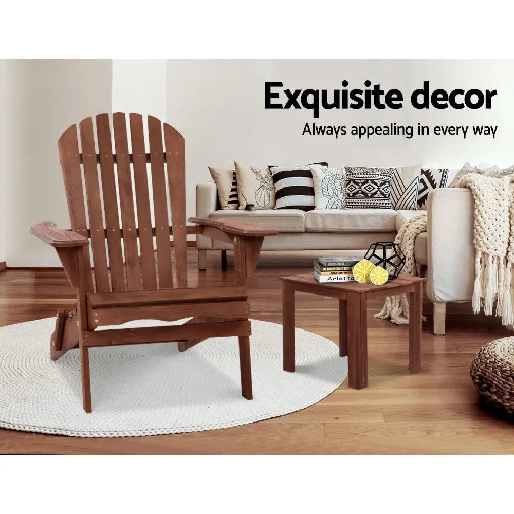 Gardeon adirondack wooden chair and table in living room