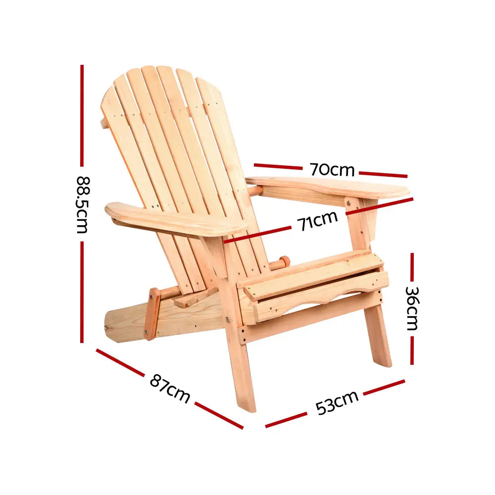 Gardeon adirondack outdoor chairs wooden beach chair patio furniture garden natural set of 2 with measurements