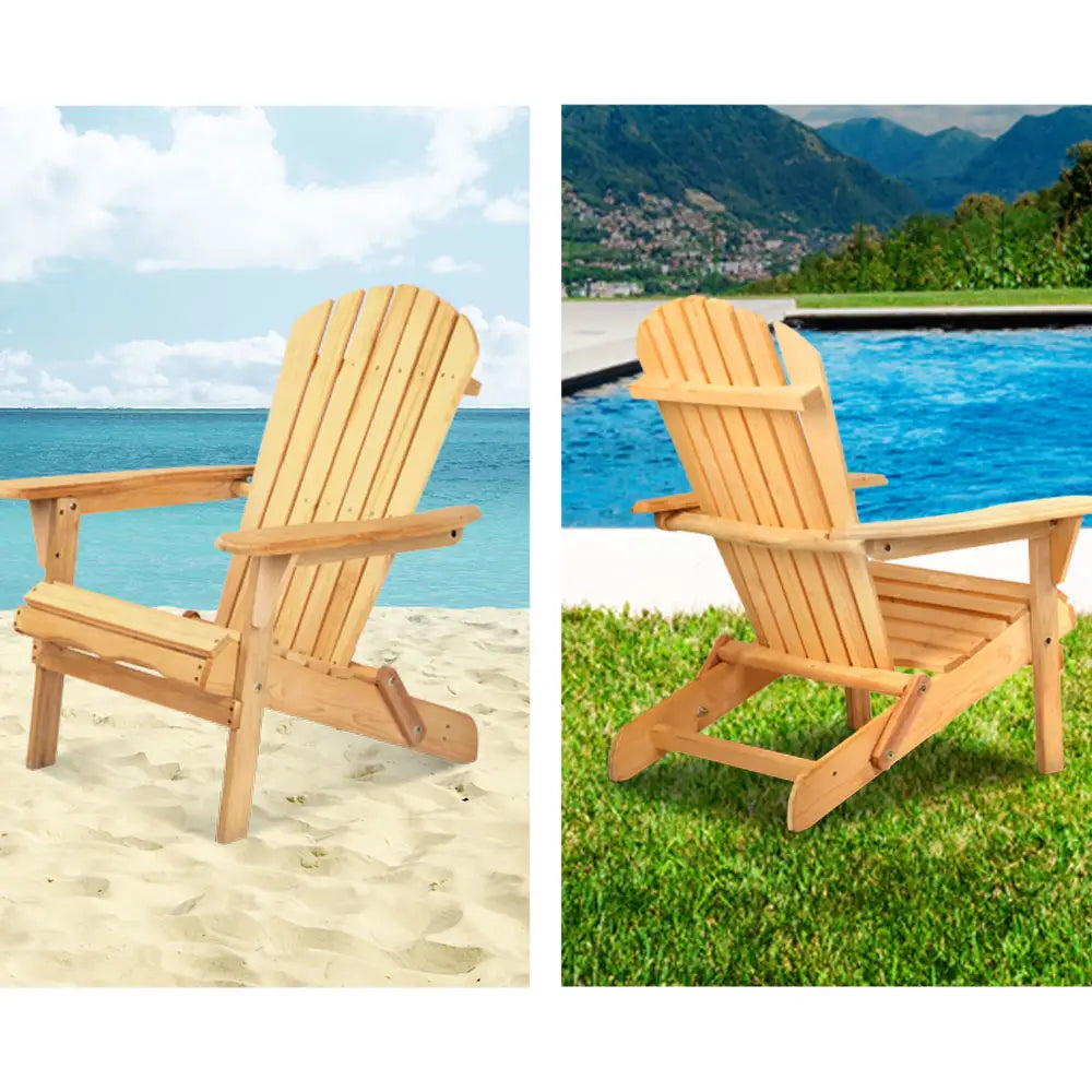 Gardeon adirondack outdoor chair made of beautiful hemlock wood on a beach
